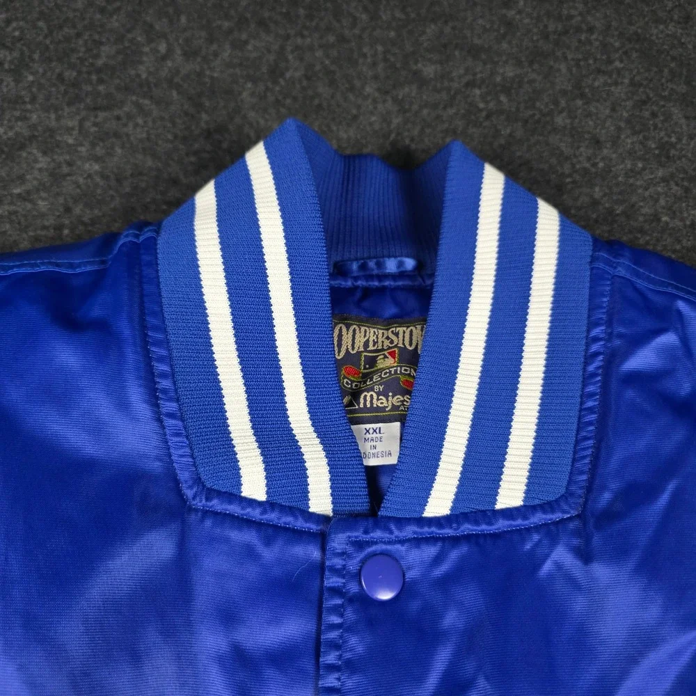 Majestic Cooperstown Collection Mens Blue Brooklyn Dodger Satin Jacket Size XXL
